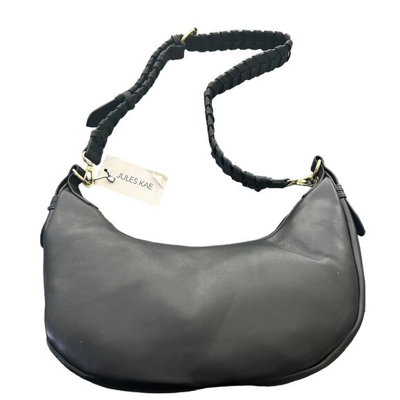 NWT Black Jules Kae Bag Purse Vegan Leather Soft Spacious Braided Strap - Picture 1 of 7
